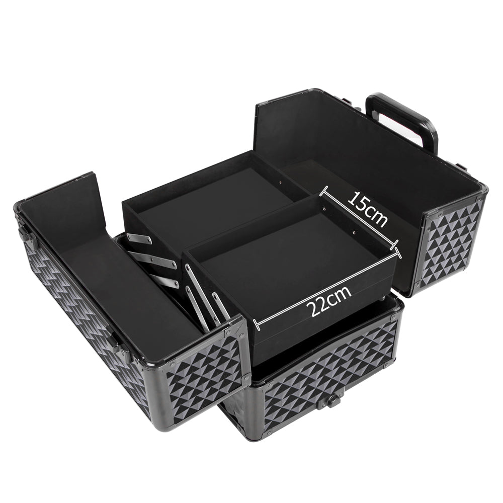 Embellir 7 in 1 Portable Cosmetic Beauty Makeup Trolley - Diamond Black-2