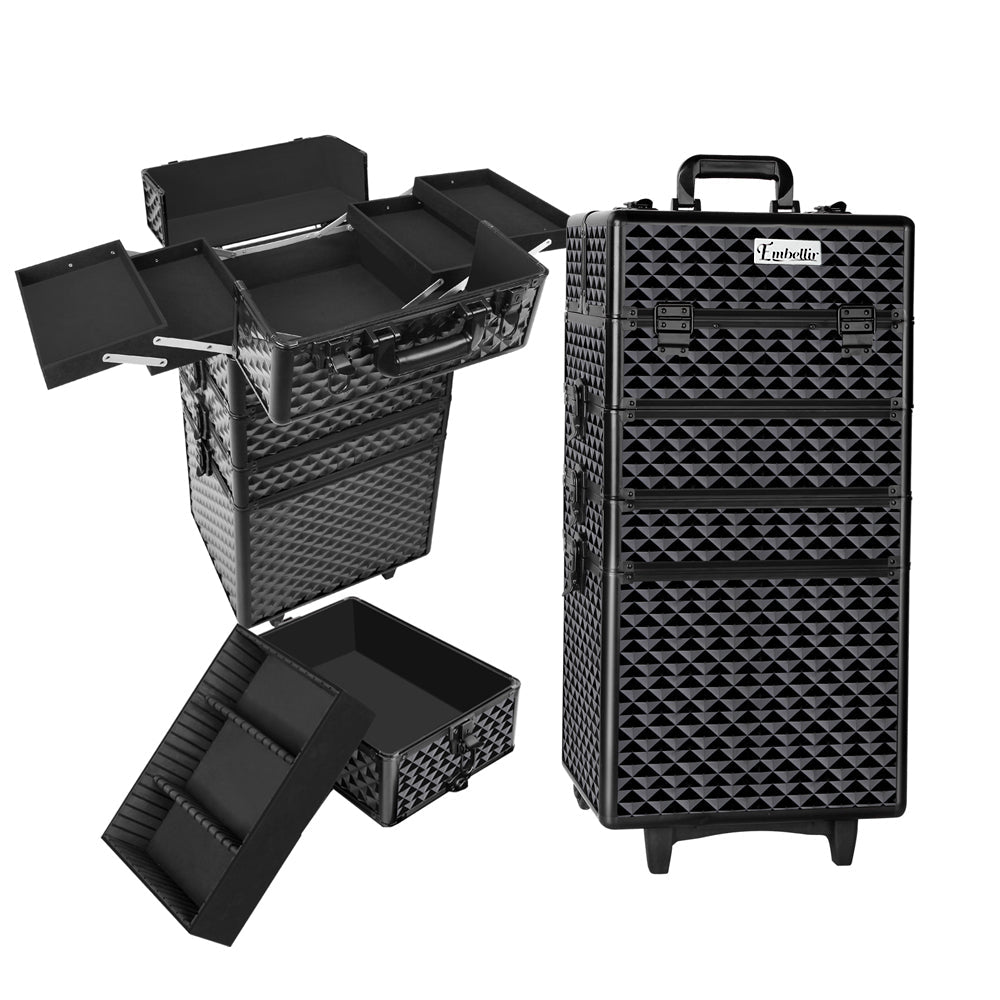 Embellir 7 in 1 Portable Cosmetic Beauty Makeup Trolley - Diamond Black-0