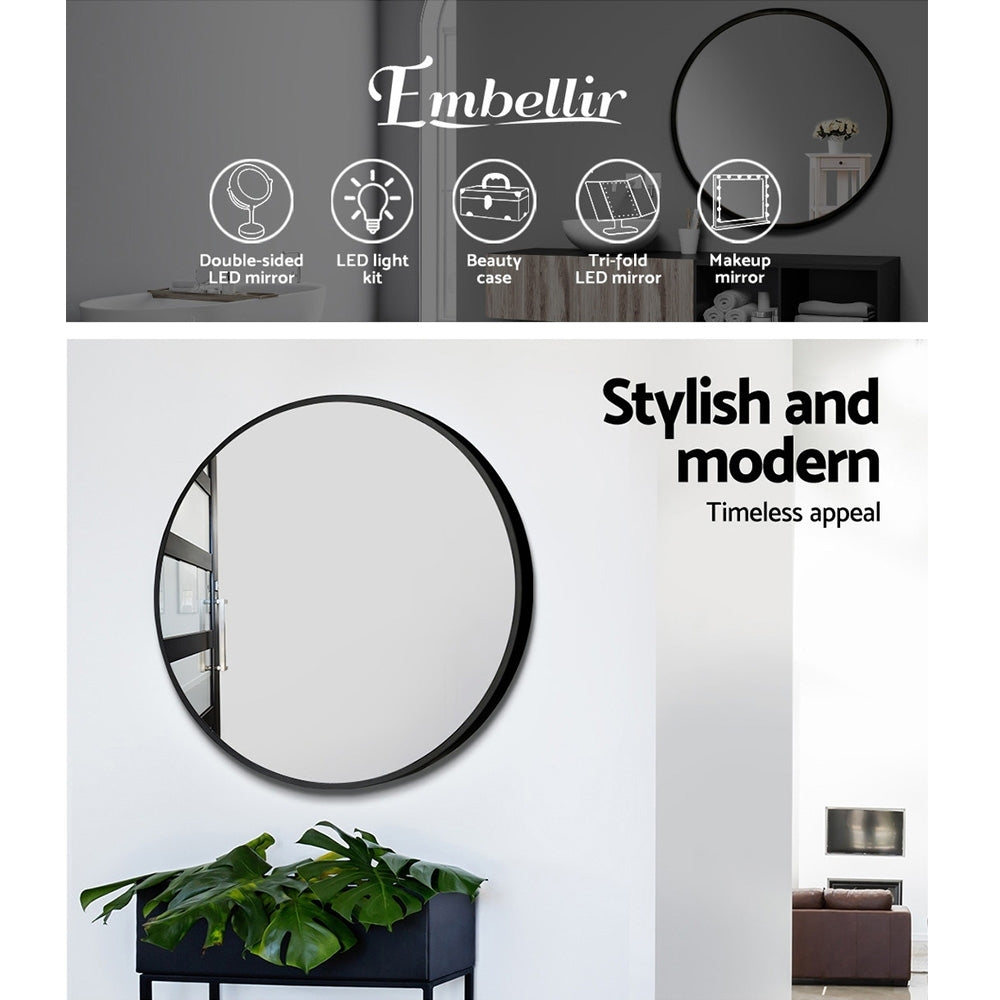 Embellir 70cm Round Wall Mirror Bathroom Makeup Mirror-3