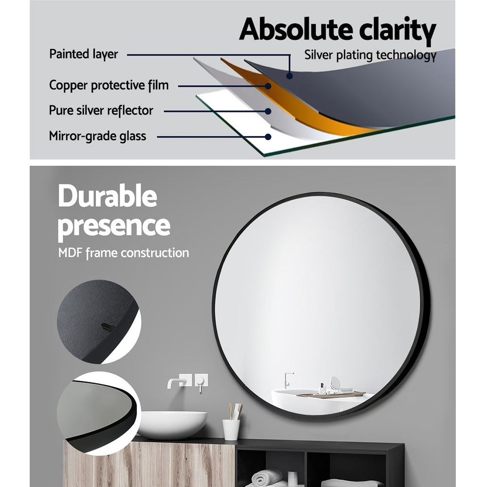 Embellir 70cm Round Wall Mirror Bathroom Makeup Mirror-4