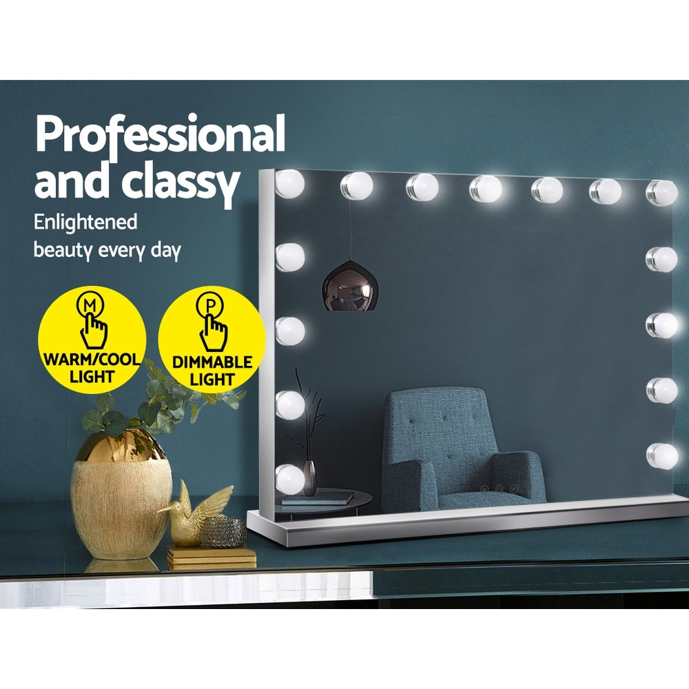 Embellir Hollywood Frameless Makeup Mirror With 15 LED Lighted Vanity Beauty 58cm x 46cm-3