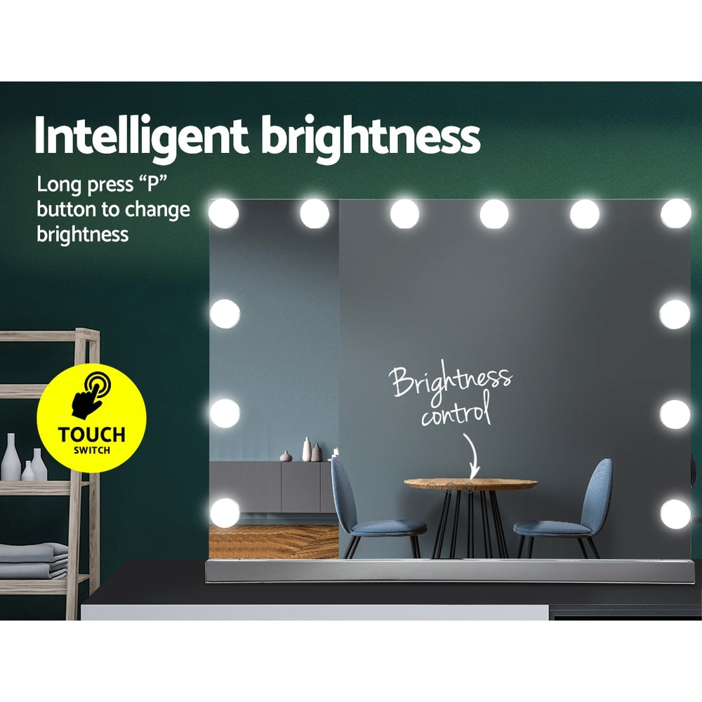Embellir Hollywood Frameless Makeup Mirror With 15 LED Lighted Vanity Beauty 58cm x 46cm-5