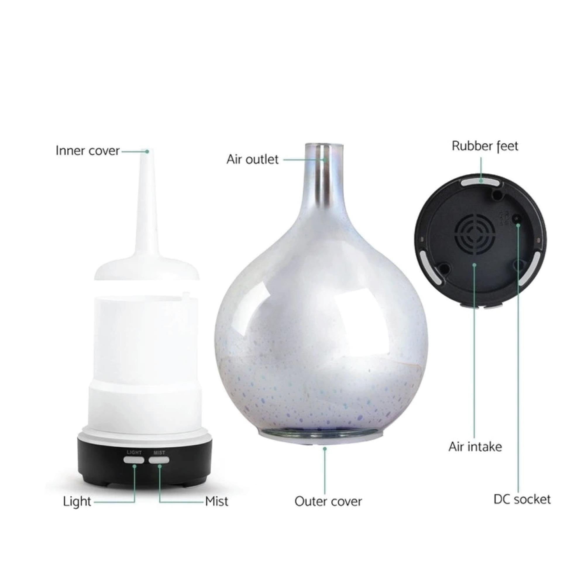 Essential Oil Aroma Diffuser - Mirror 3D Fireworks Aromatherpay Mist Humidifier-5