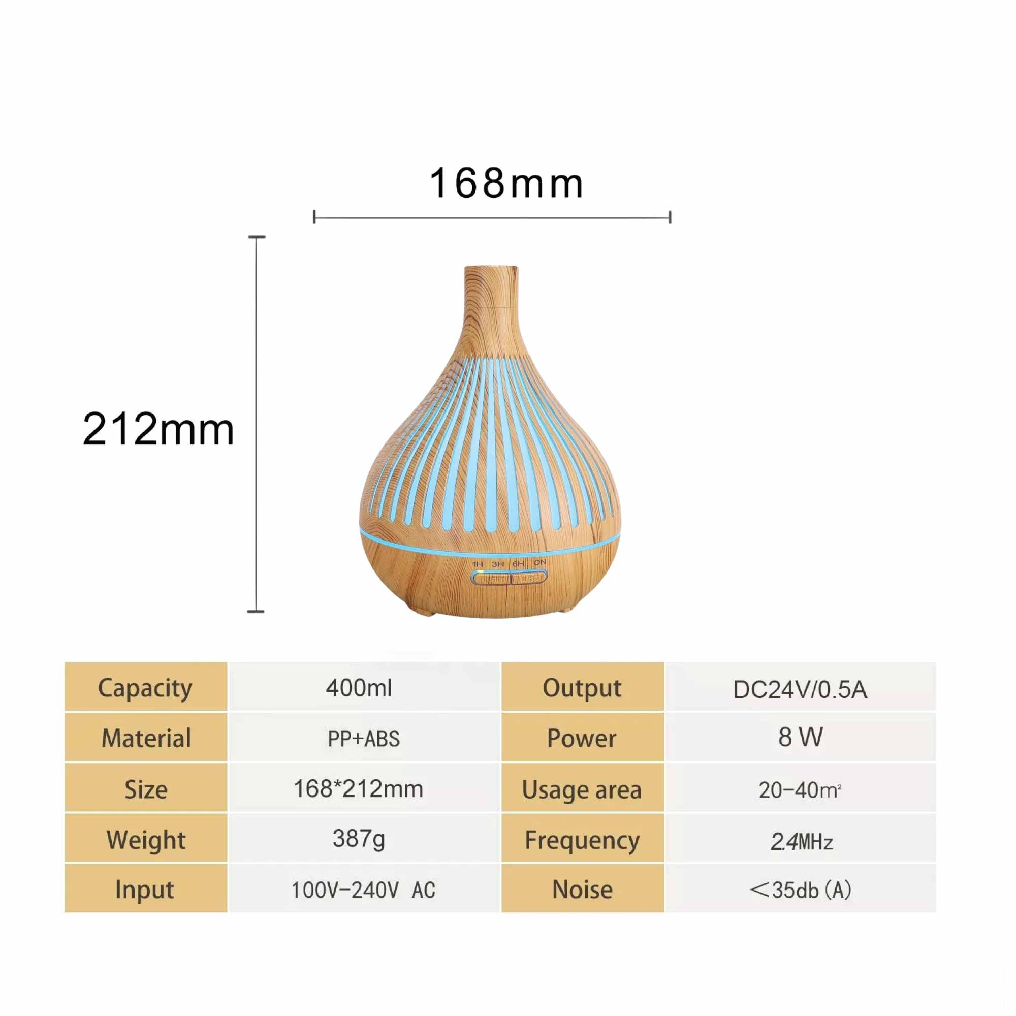 Essential Oil Aroma Diffuser and Remote - 400ml Narrow Top Wood Mist Humidifier-3