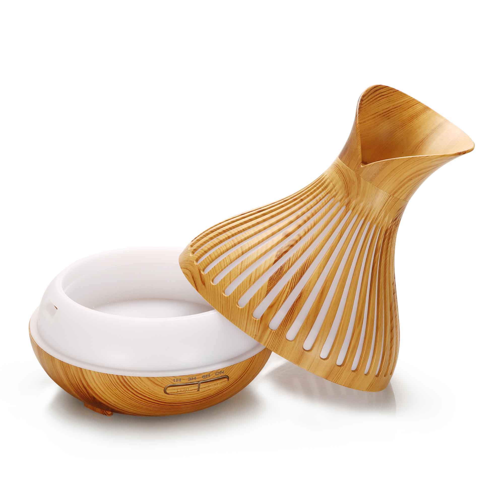 Essential Oil Aroma Diffuser and Remote - 500ml Tulip Top Wood Mist Humidifier-1