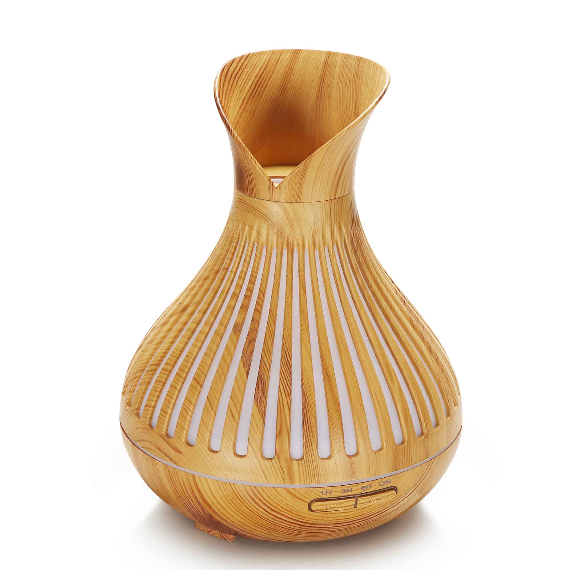 Essential Oil Aroma Diffuser and Remote - 500ml Tulip Top Wood Mist Humidifier-2