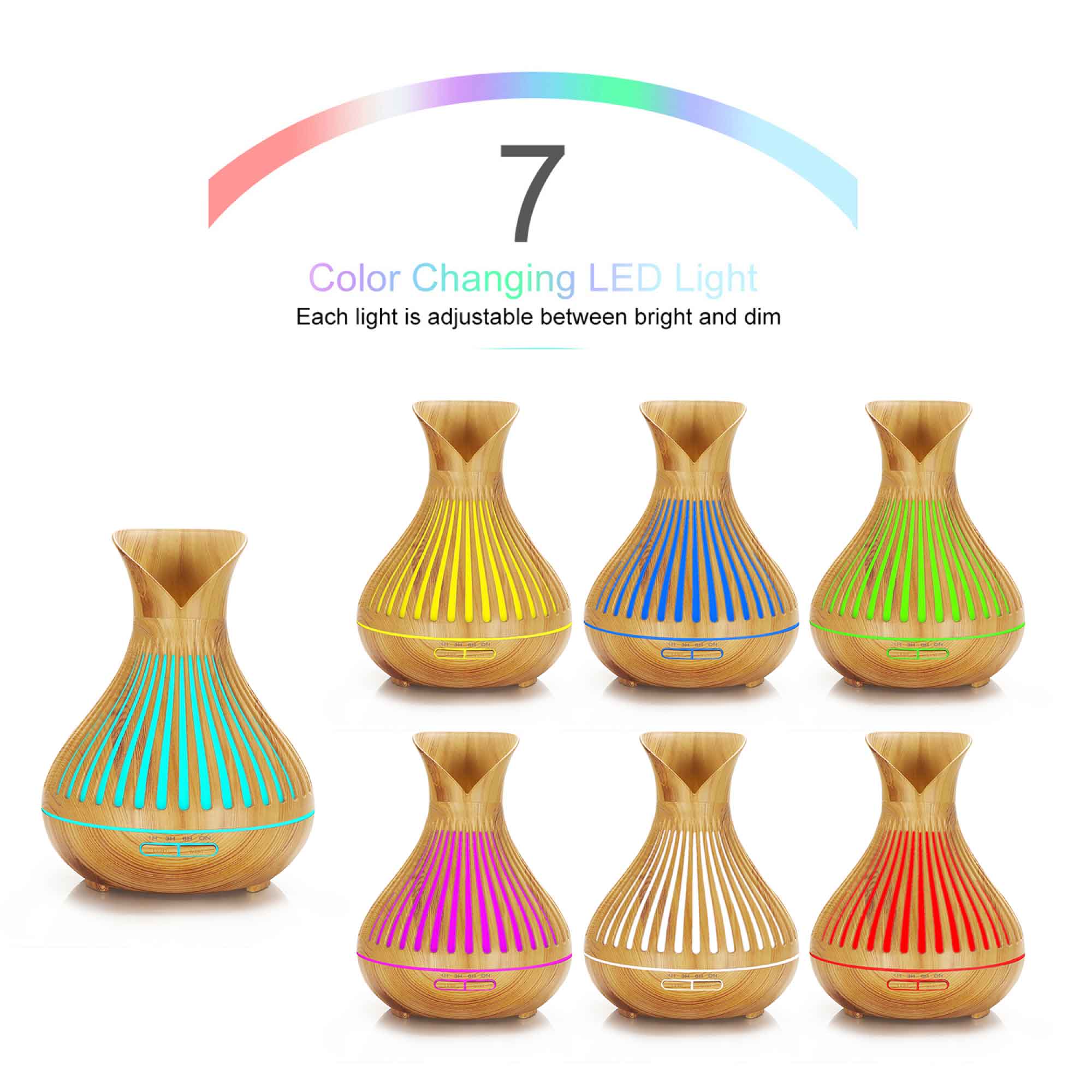 Essential Oil Aroma Diffuser and Remote - 500ml Tulip Top Wood Mist Humidifier-5
