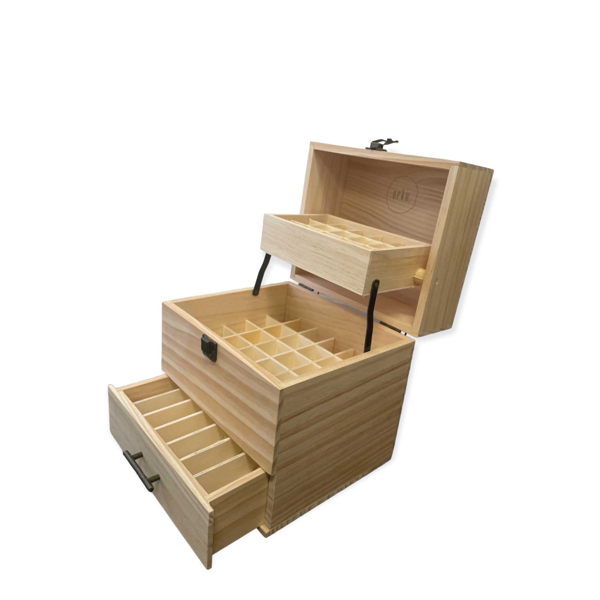 Essential Oils Wood Storage Box - Wooden Oil Bottle Slots-12