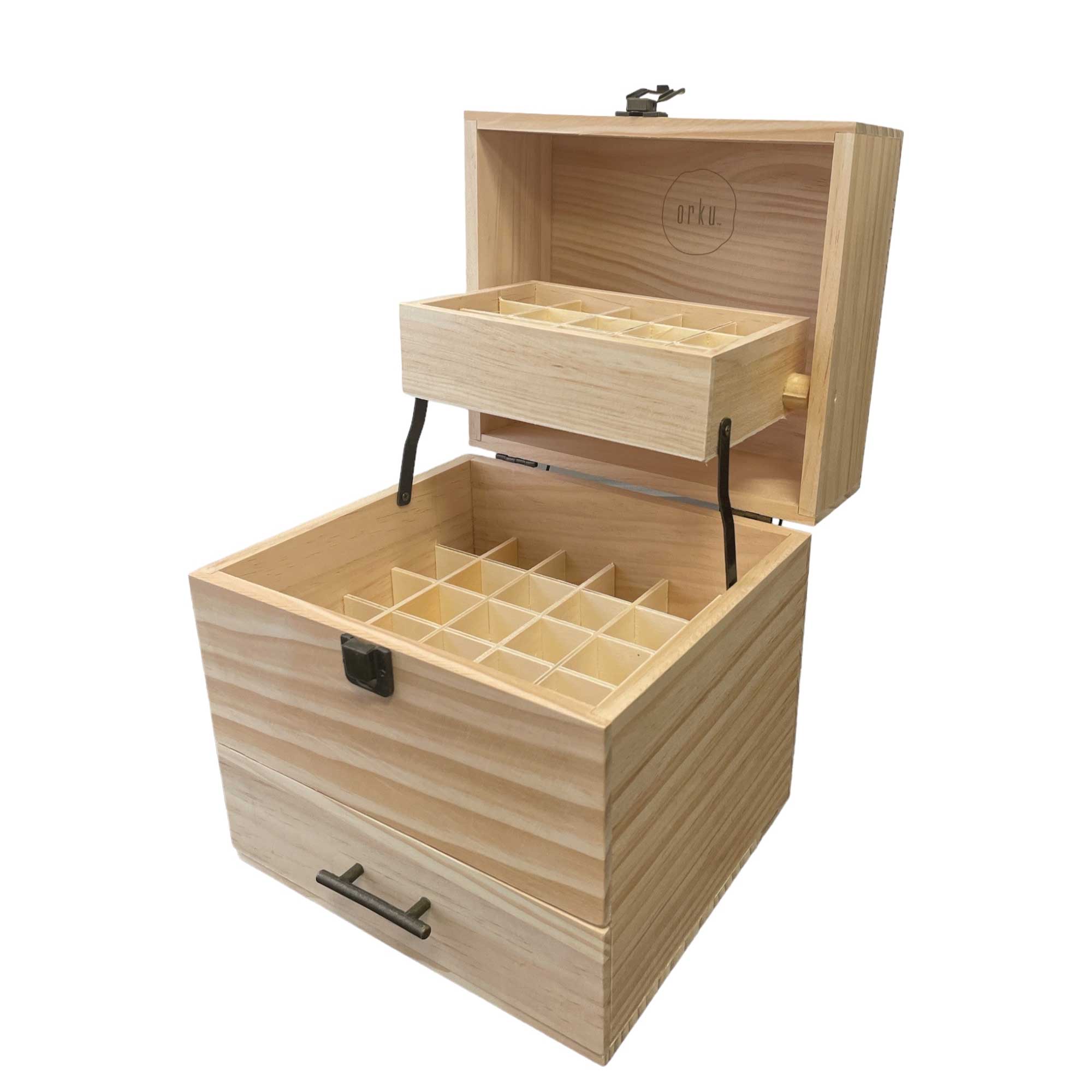 Essential Oils Wood Storage Box - Wooden Oil Bottle Slots-18