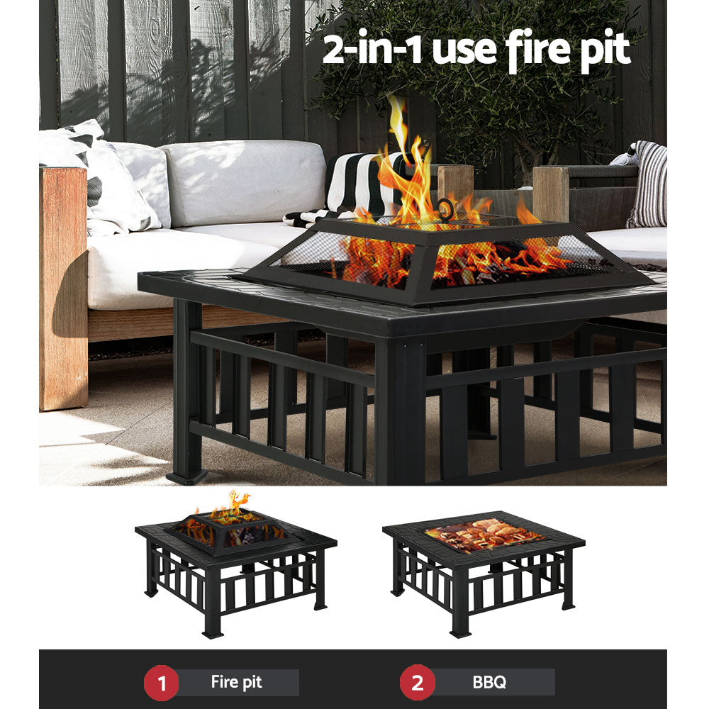 Fire Pit BBQ Table Grill Outdoor Garden Wood Burning Fireplace Stove-4