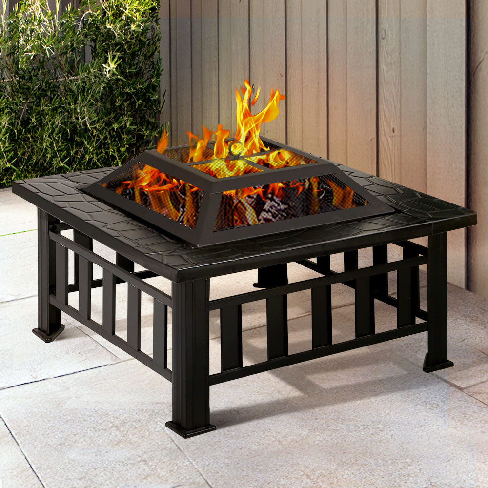 Fire Pit BBQ Table Grill Outdoor Garden Wood Burning Fireplace Stove-7