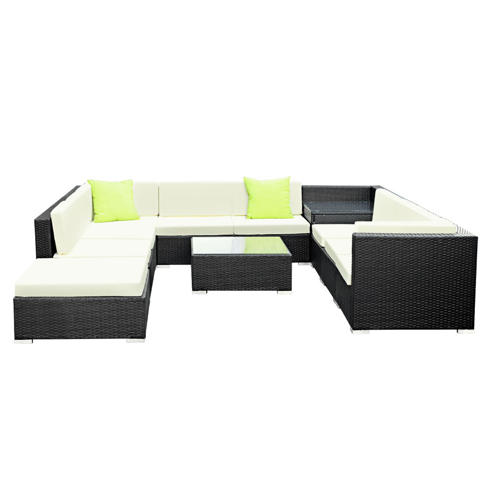 Gardeon 11PC Outdoor Furniture Sofa Set Wicker Garden Patio Lounge-2
