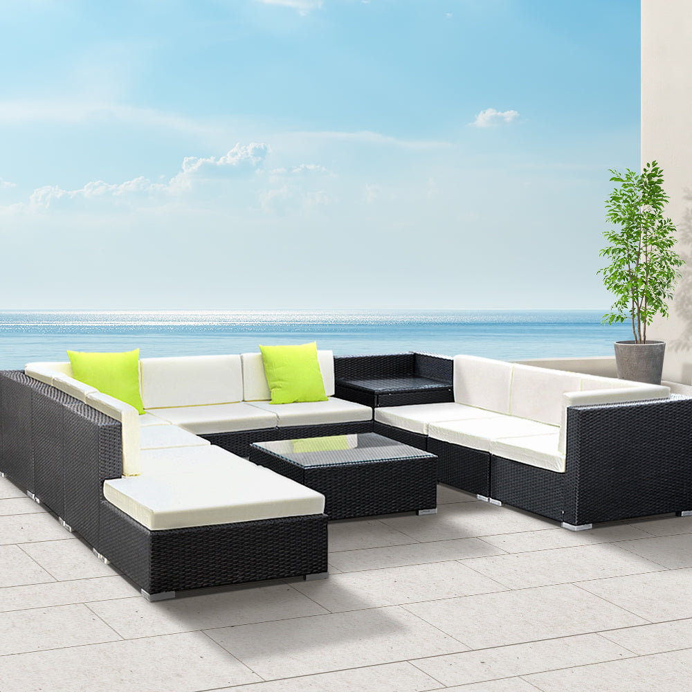 Gardeon 11PC Outdoor Furniture Sofa Set Wicker Garden Patio Lounge-7