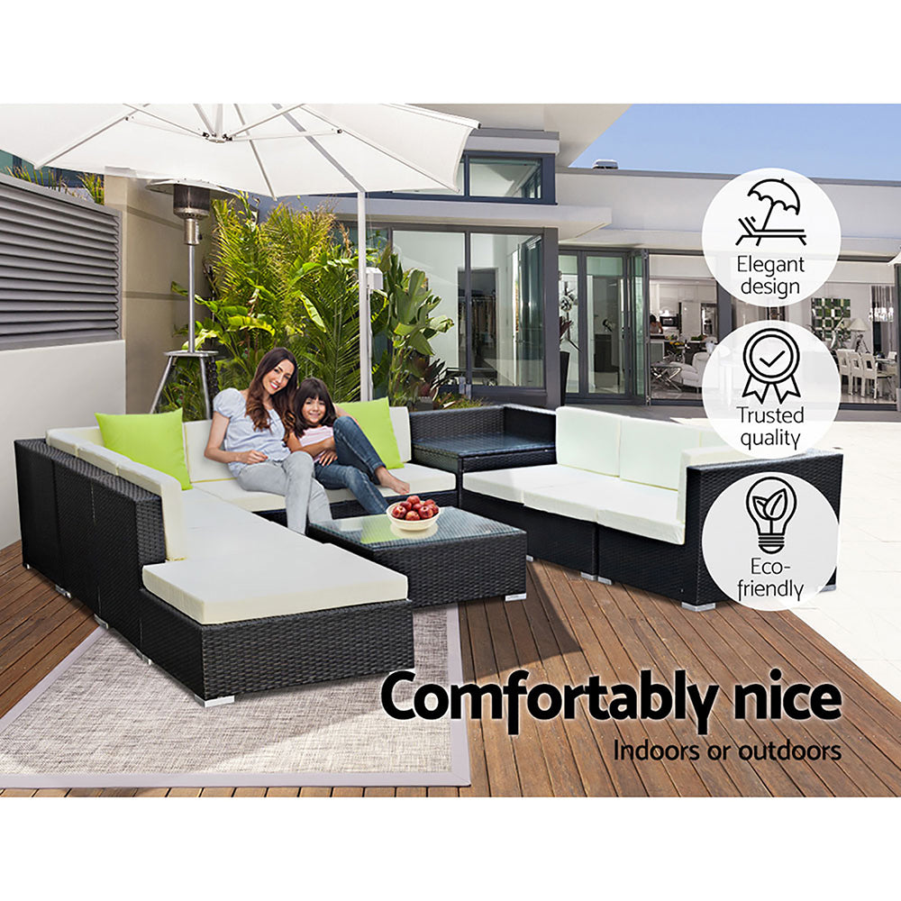 Gardeon 11PC Sofa Set with Storage Cover Outdoor Furniture Wicker-4