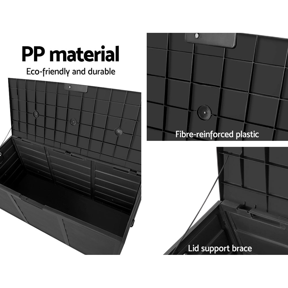 Gardeon 290L Outdoor Storage Box - All Black-5