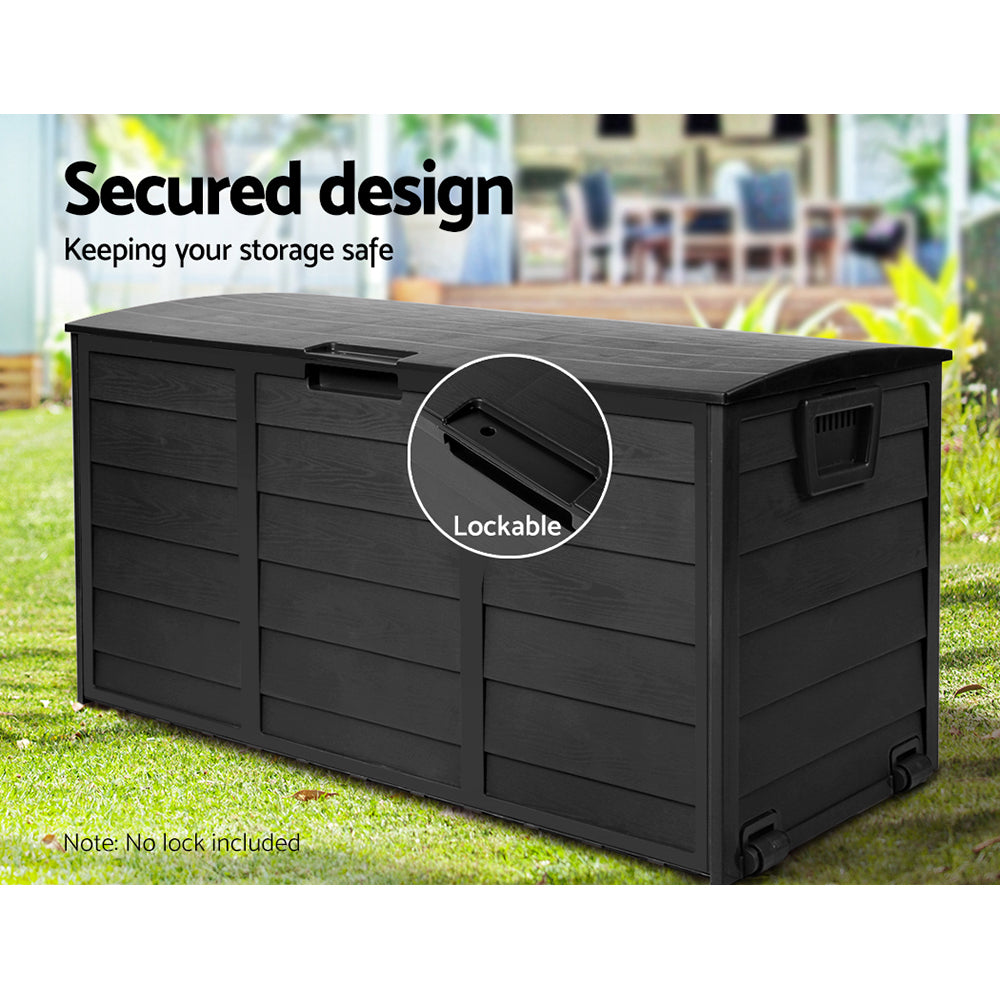 Gardeon 290L Outdoor Storage Box - All Black-6
