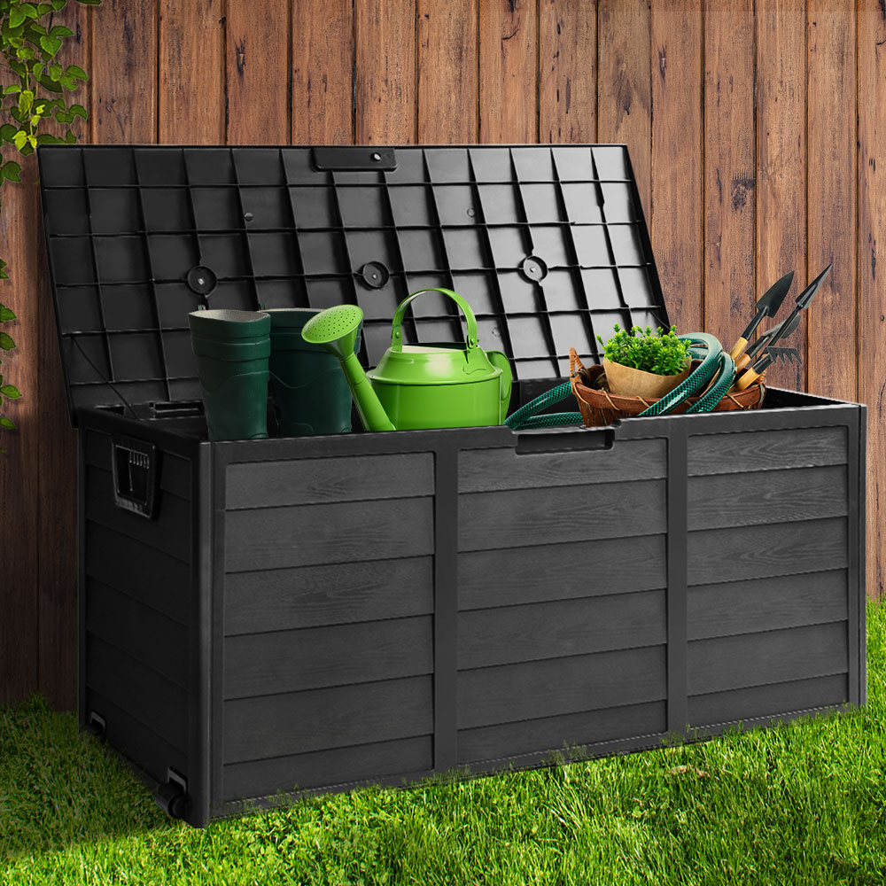 Gardeon 290L Outdoor Storage Box - All Black-7