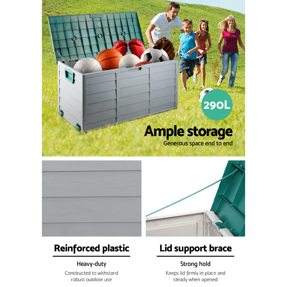 Gardeon 290L Outdoor Storage Box - Green-3