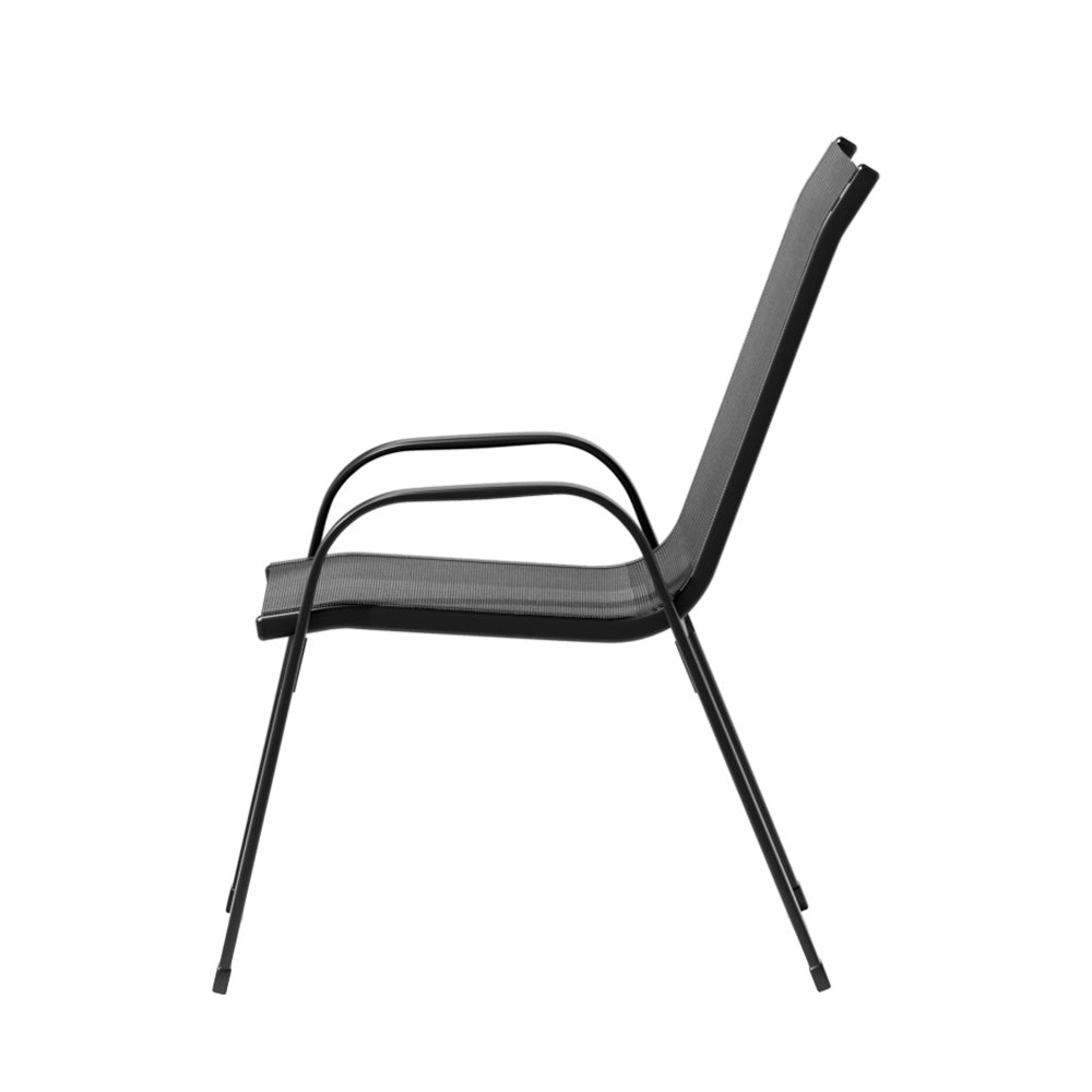 Gardeon 2X Outdoor Stackable Chairs Lounge Chair Bistro Set Patio Furniture-3