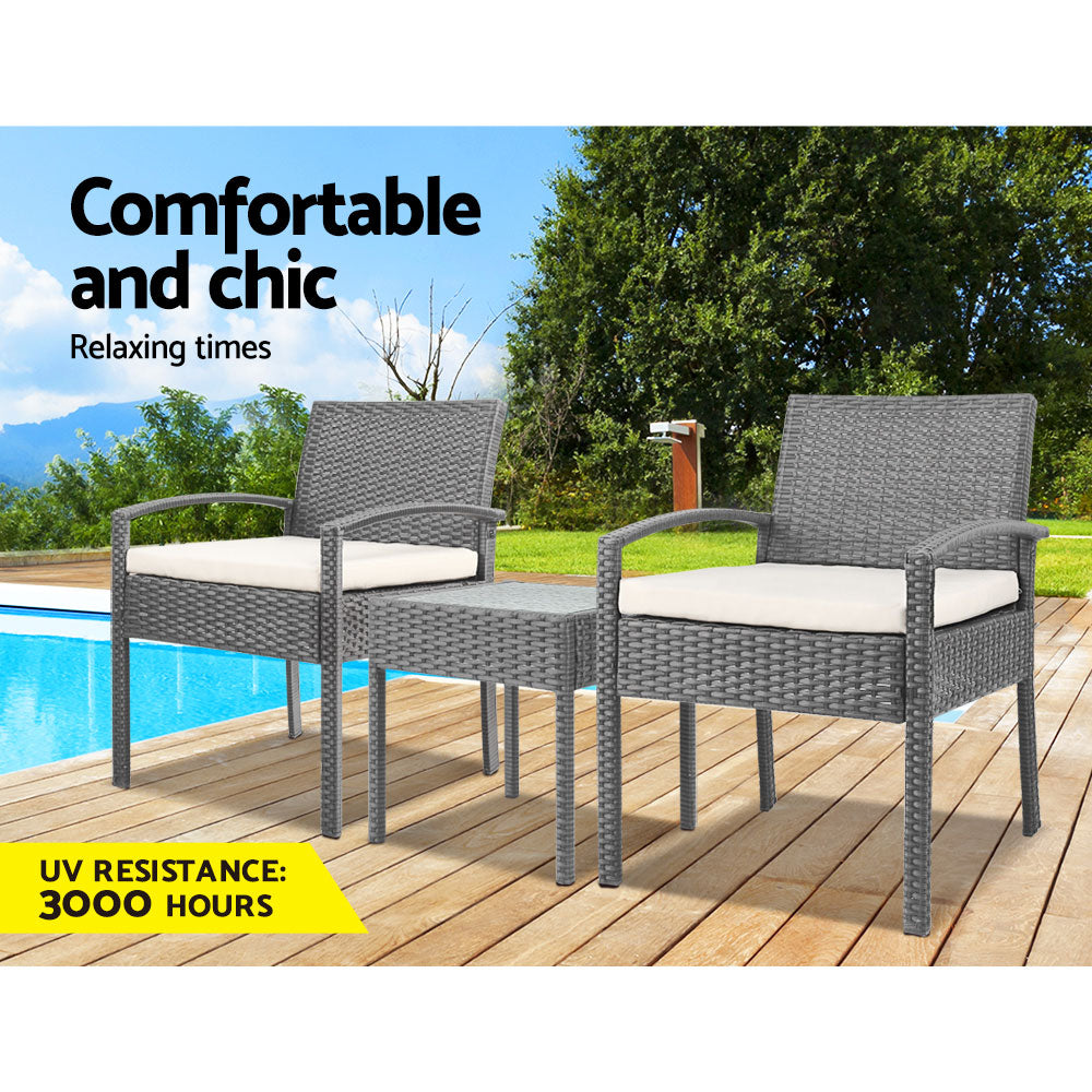 Gardeon 3-piece Outdoor Set - Grey-8