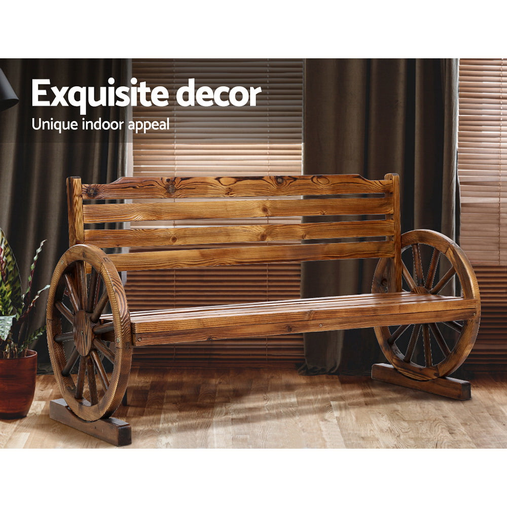 Gardeon Garden Bench Wooden Wagon Chair 3 Seat Outdoor Furniture Backyard Lounge-9