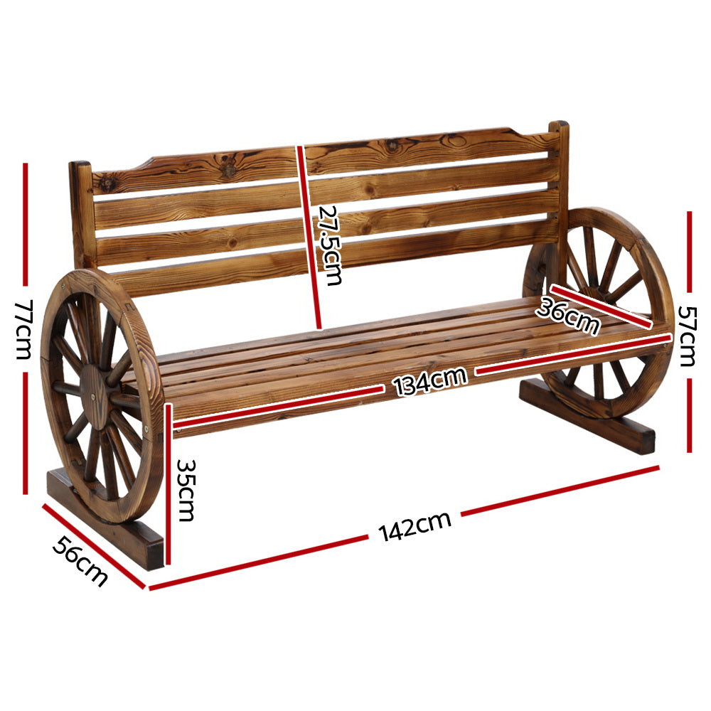 Gardeon Garden Bench Wooden Wagon Chair 3 Seat Outdoor Furniture Backyard Lounge-1