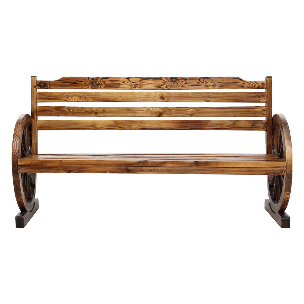 Gardeon Garden Bench Wooden Wagon Chair 3 Seat Outdoor Furniture Backyard Lounge-2
