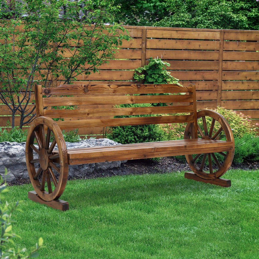 Gardeon Garden Bench Wooden Wagon Chair 3 Seat Outdoor Furniture Backyard Lounge-7