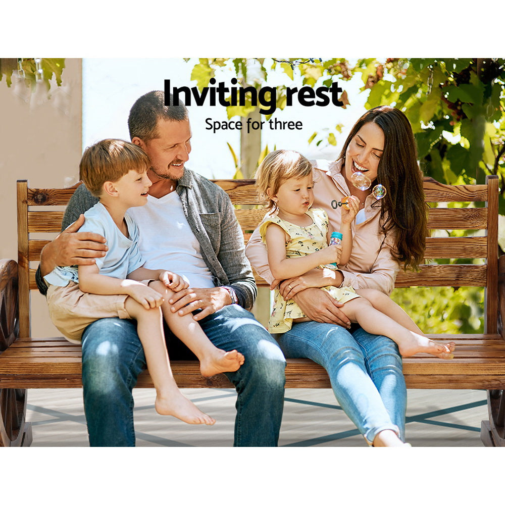 Gardeon Garden Bench Wooden Wagon Chair 3 Seat Outdoor Furniture Backyard Lounge-8