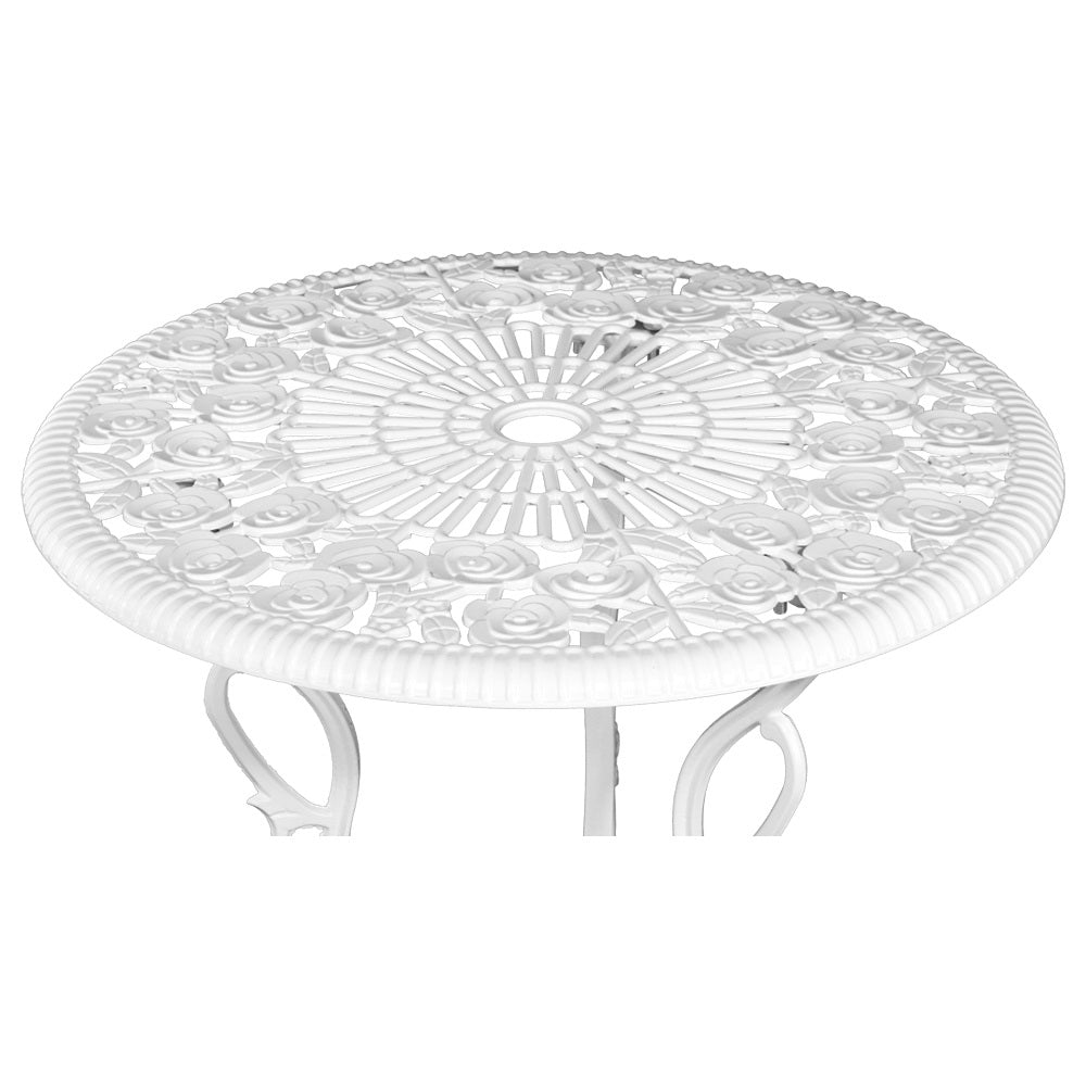 Gardeon Outdoor Furniture Chairs Table 3pc Aluminium Bistro White-4