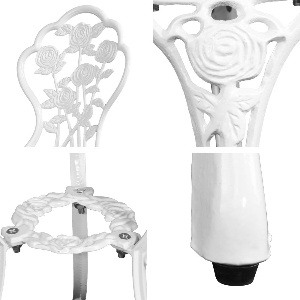 Gardeon Outdoor Furniture Chairs Table 3pc Aluminium Bistro White-6