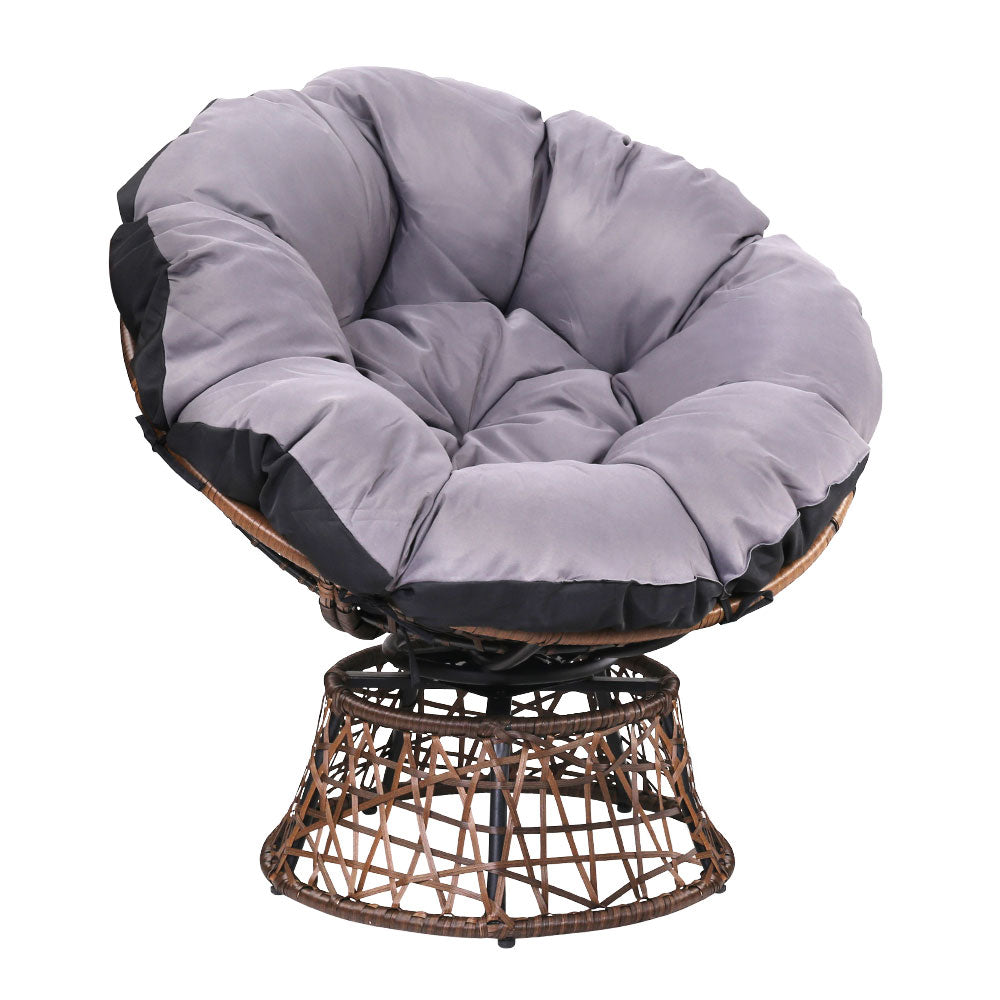 Gardeon Outdoor Papasan Chairs Lounge Setting Patio Furniture Wicker Brown-0