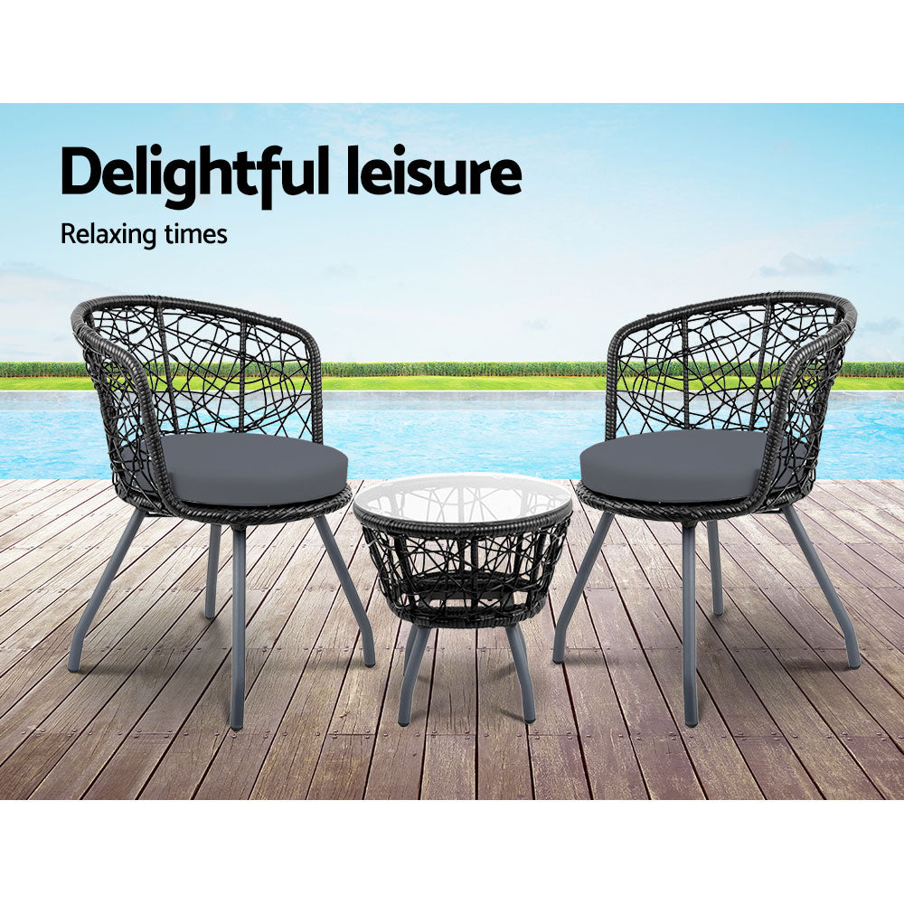 Gardeon Outdoor Patio Chair and Table - Black-6