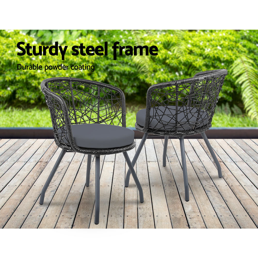 Gardeon Outdoor Patio Chair and Table - Black-8