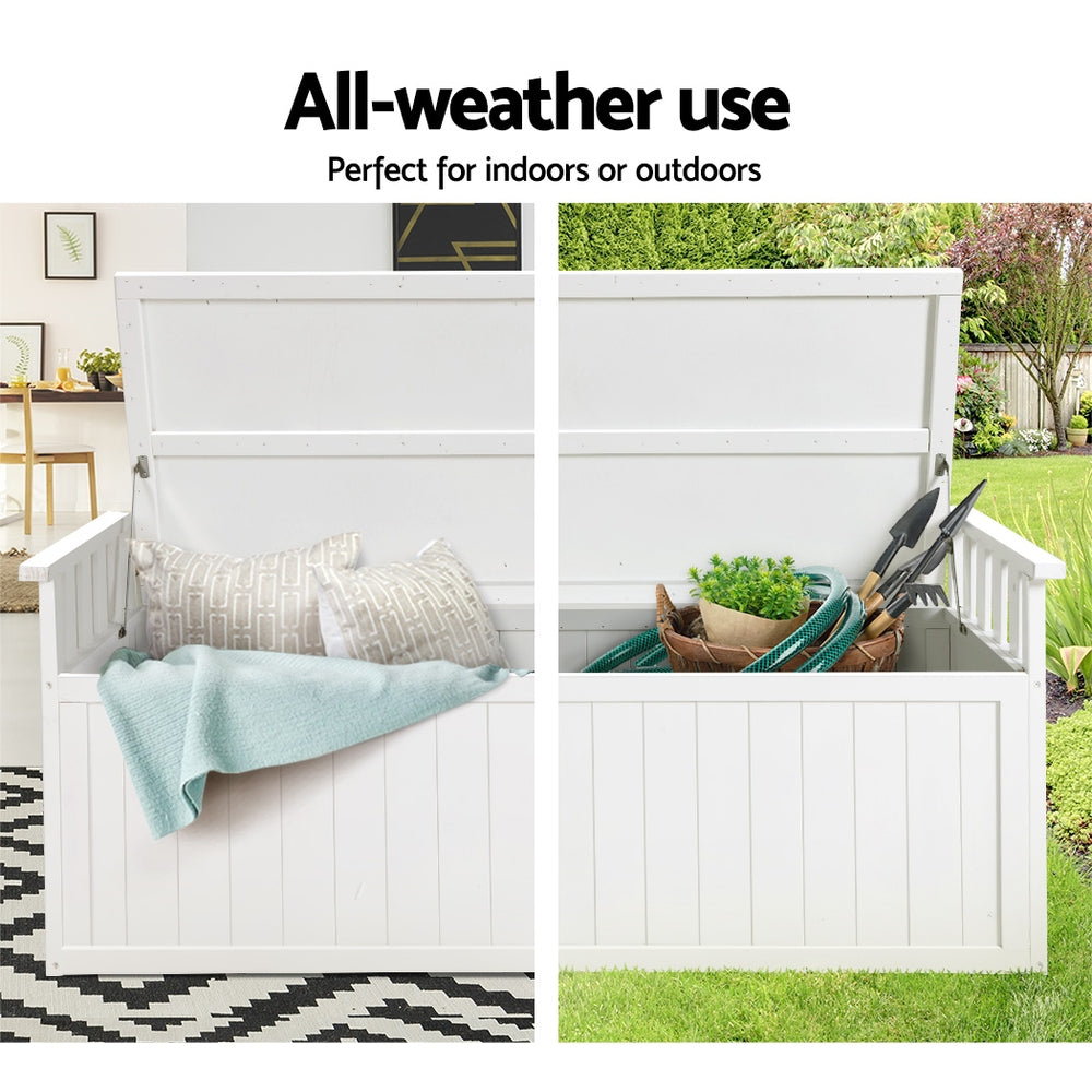 Gardeon Outdoor Storage Box Wooden Garden Bench 129cm Chest Tool Toy Sheds XL-4
