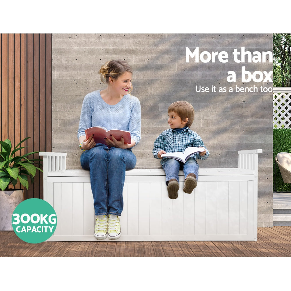 Gardeon Outdoor Storage Box Wooden Garden Bench 129cm Chest Tool Toy Sheds XL-5