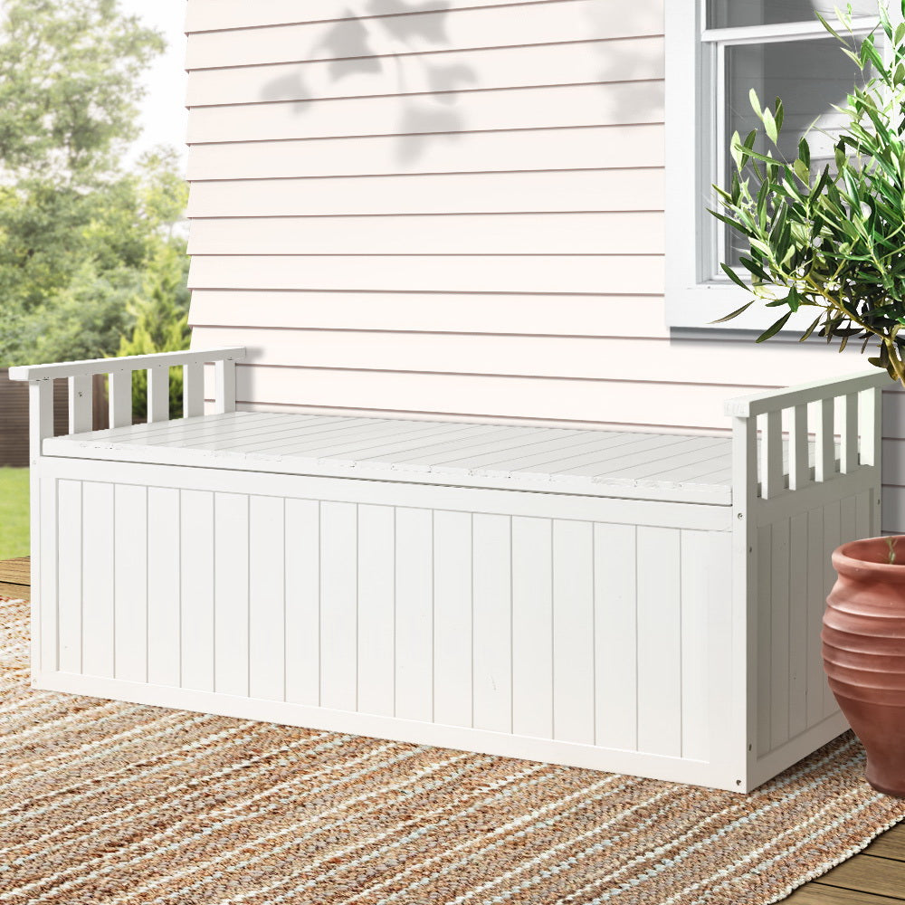Gardeon Outdoor Storage Box Wooden Garden Bench 129cm Chest Tool Toy Sheds XL-7