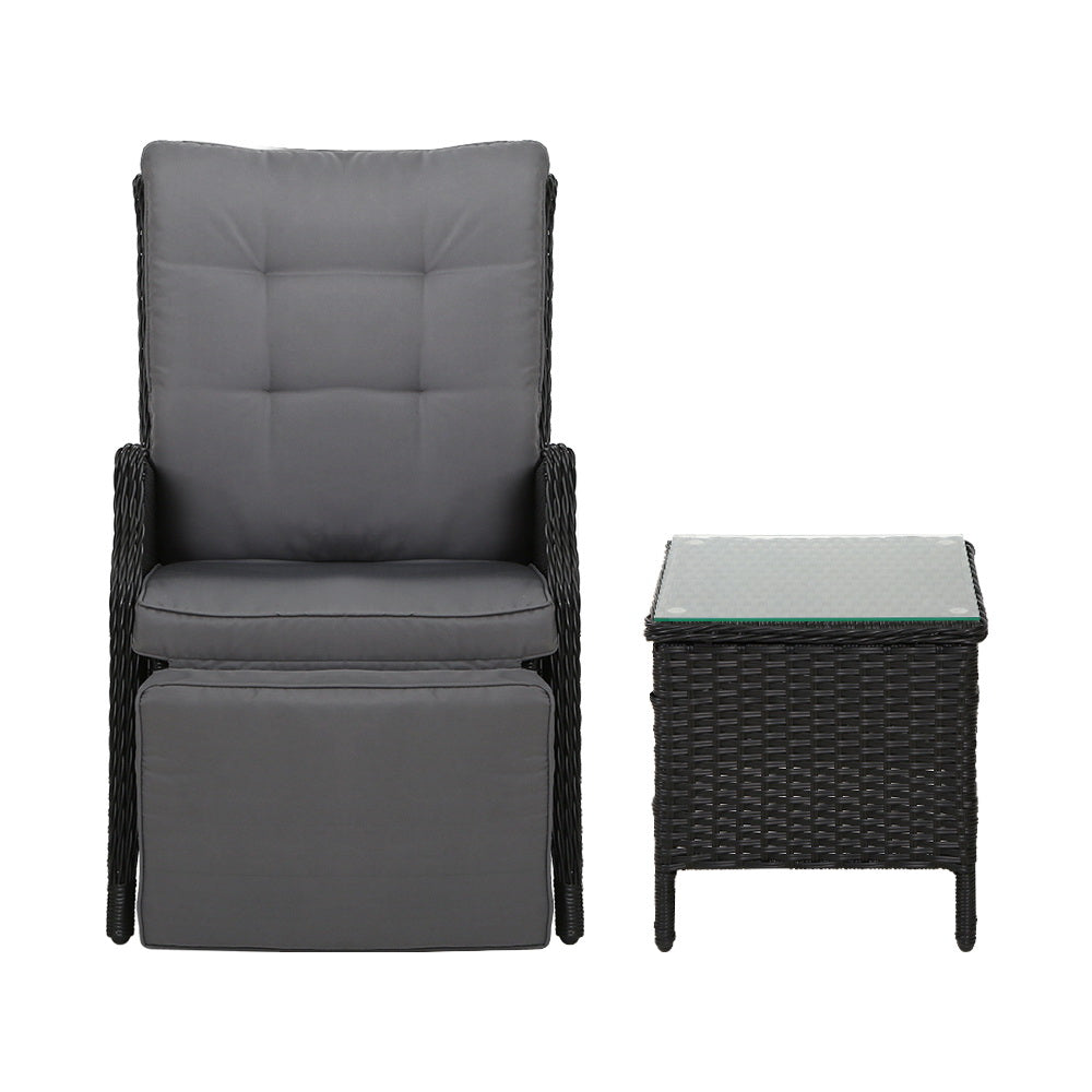 Gardeon Recliner Chairs Sun lounge Setting Outdoor Furniture Patio Wicker Sofa-2