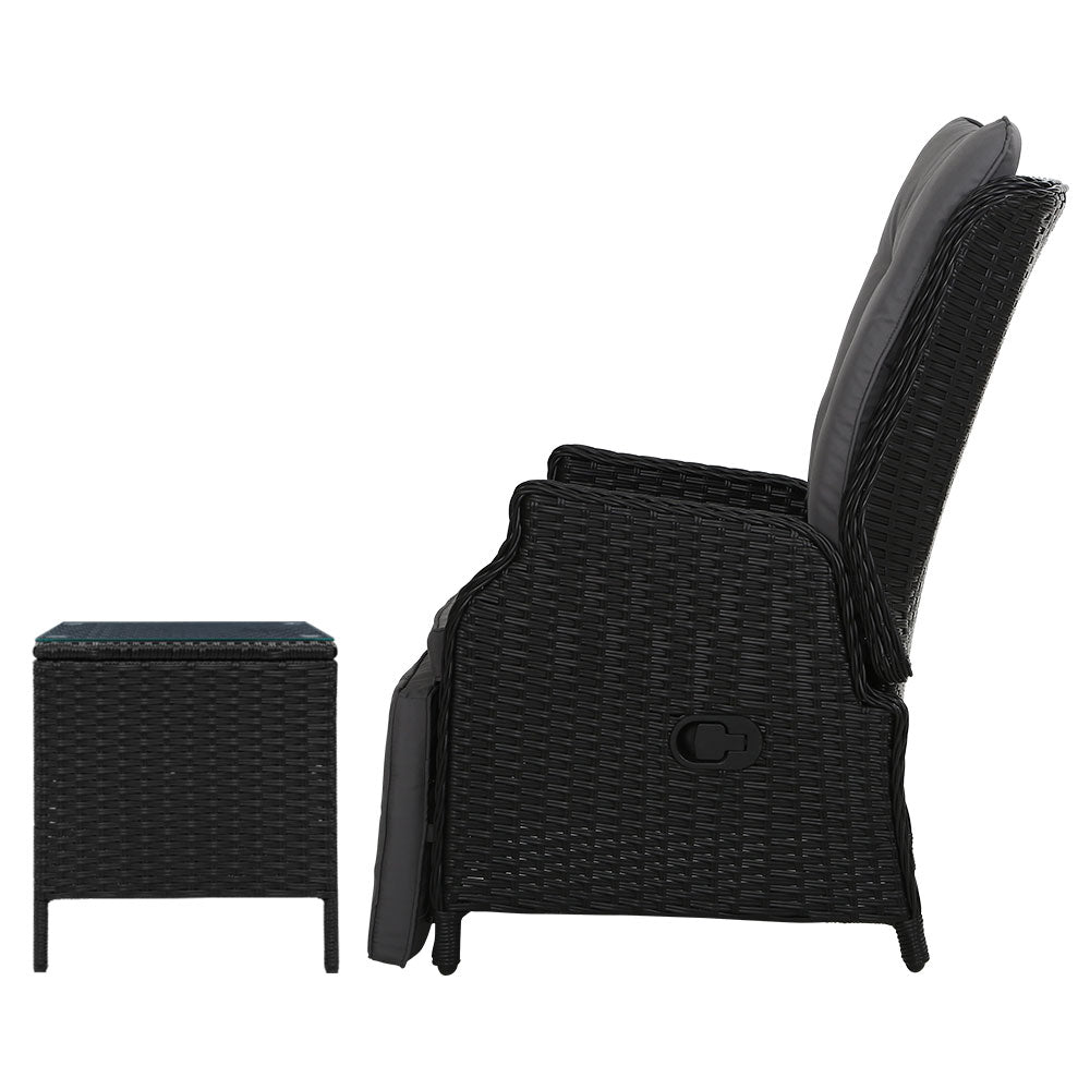 Gardeon Recliner Chairs Sun lounge Setting Outdoor Furniture Patio Wicker Sofa-3