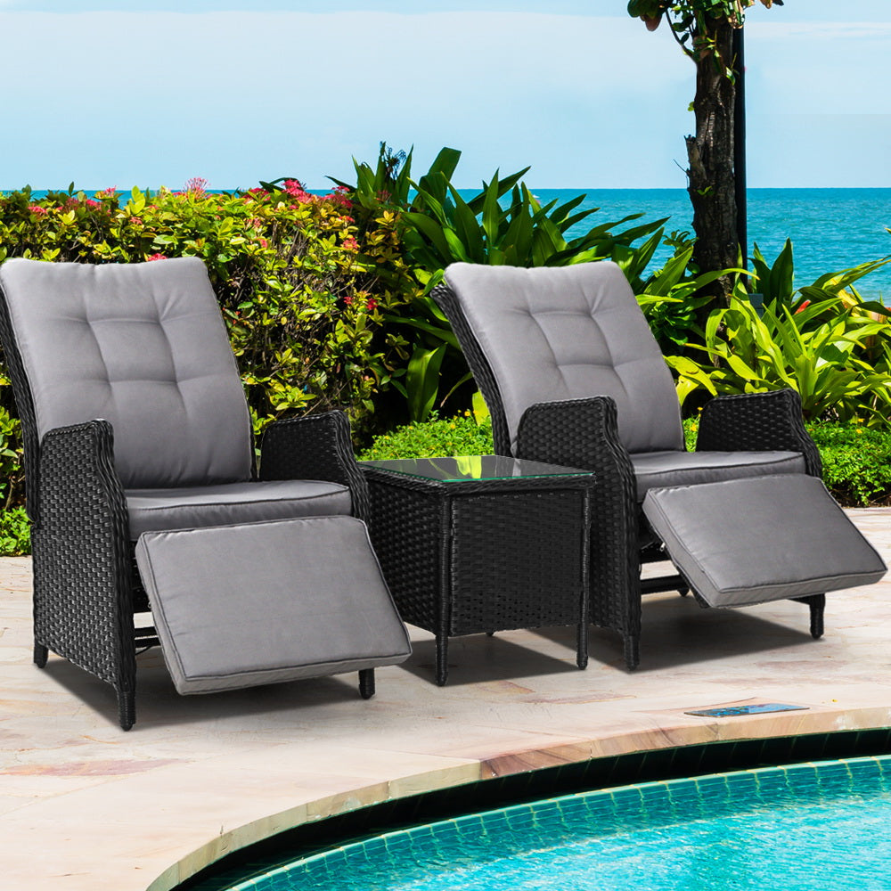 Gardeon Recliner Chairs Sun lounge Setting Outdoor Furniture Patio Wicker Sofa-7