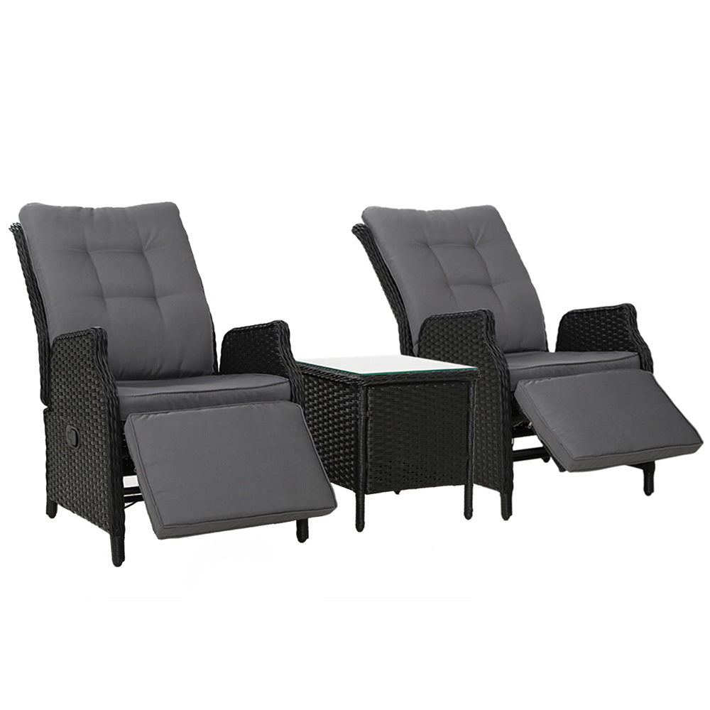 Gardeon Recliner Chairs Sun lounge Setting Outdoor Furniture Patio Wicker Sofa-0