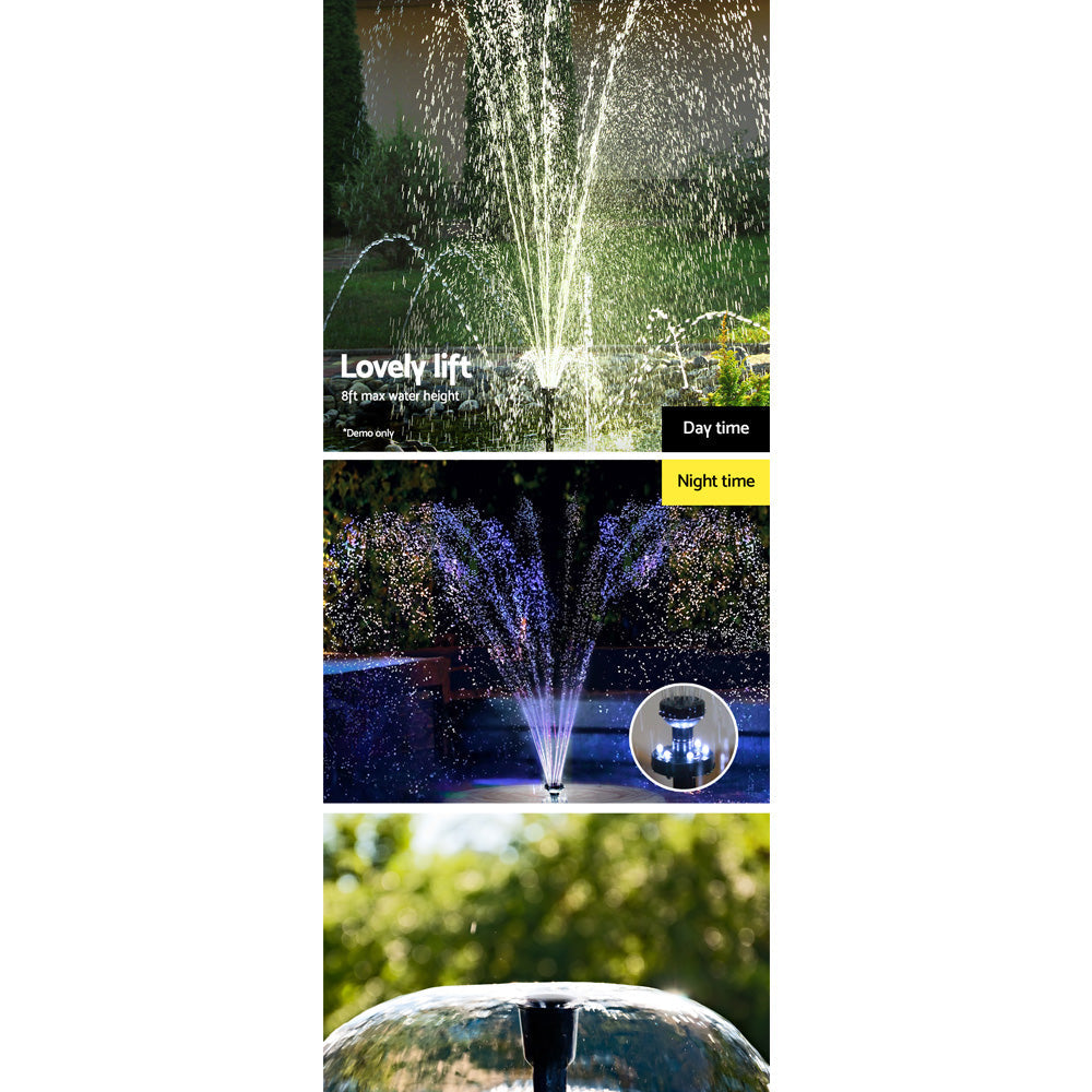 Gardeon Solar Pond Pump Battery Powered Outdoor LED Light Submersible Filter-4