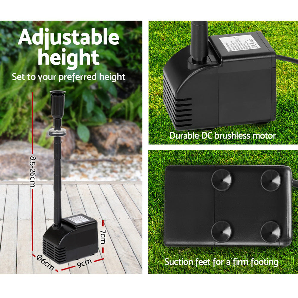 Gardeon Solar Pond Pump Powered Water Fountain Outdoor Submersible Filter 6.6FT-2