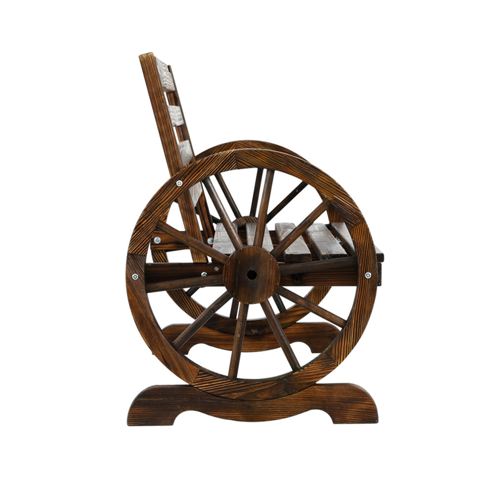 Gardeon Wooden Wagon Wheel Bench - Brown-2