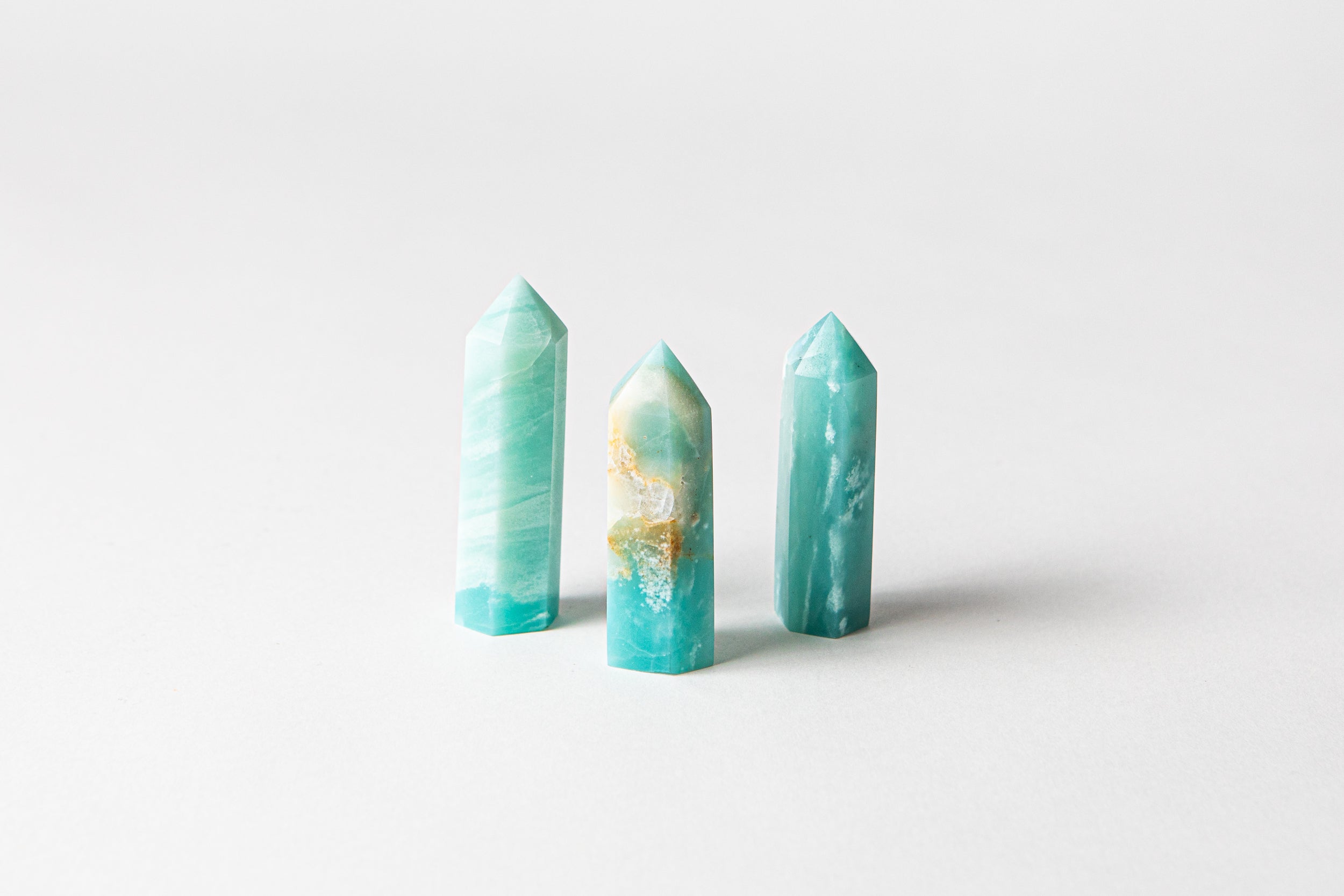 Gemini Crystal Trio - Caribbean Calcite, Tourmaline Quartz + Amethyst-7