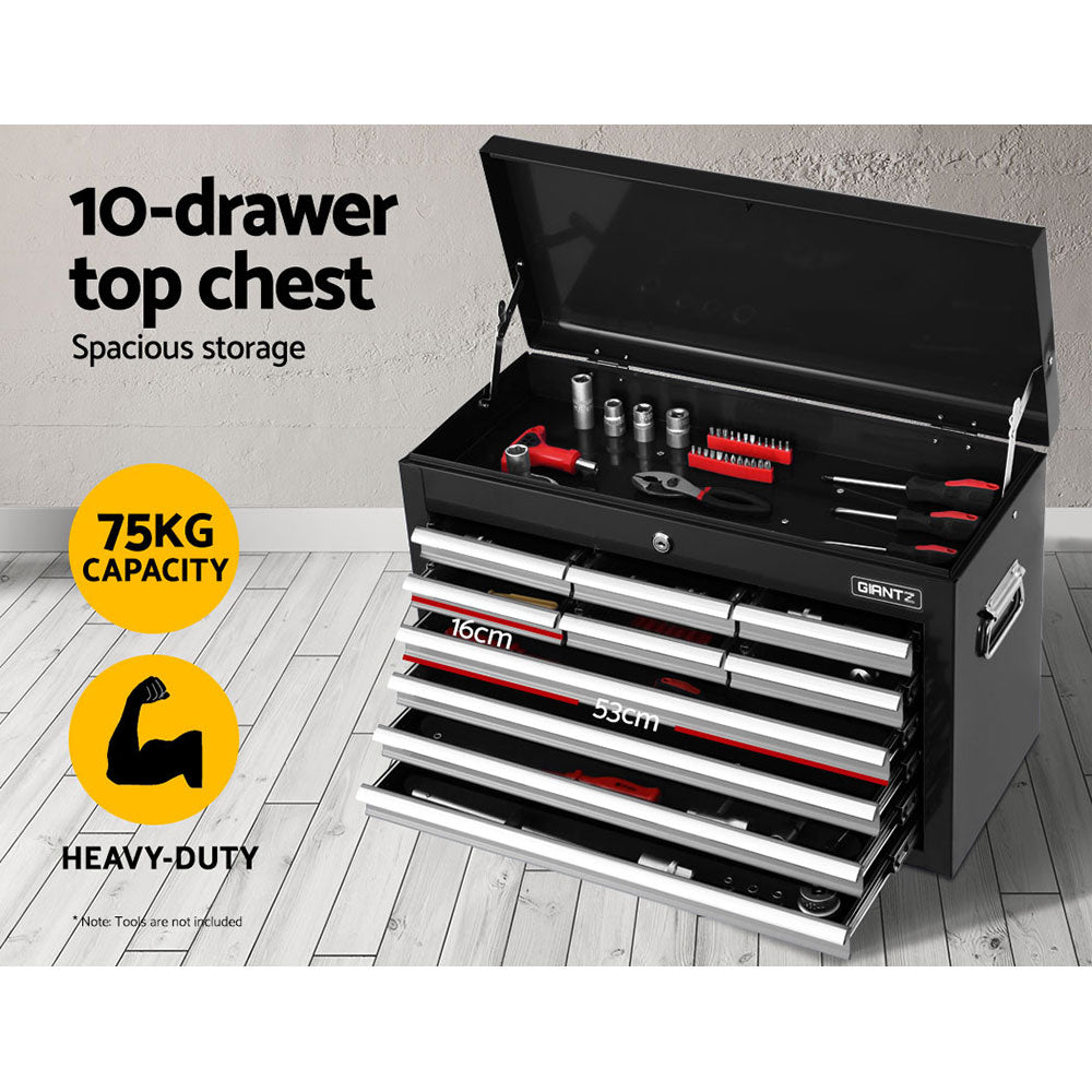 Giantz 17 Drawers Tool Box Trolley Chest Cabinet Cart Garage Mechanic Toolbox Black and Grey-2