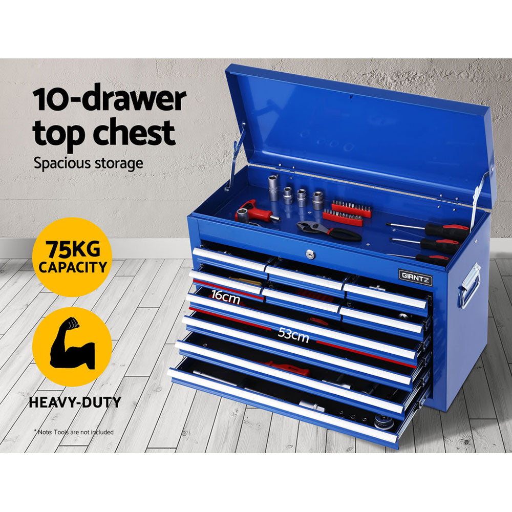Giantz 17 Drawers Tool Box Trolley Chest Cabinet Cart Garage Mechanic Toolbox Blue-2