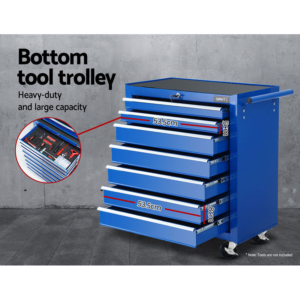 Giantz 17 Drawers Tool Box Trolley Chest Cabinet Cart Garage Mechanic Toolbox Blue-4