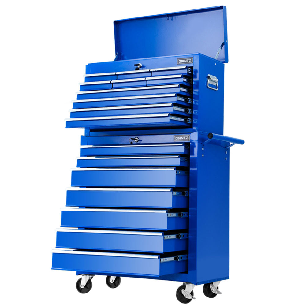 Giantz 17 Drawers Tool Box Trolley Chest Cabinet Cart Garage Mechanic Toolbox Blue-0