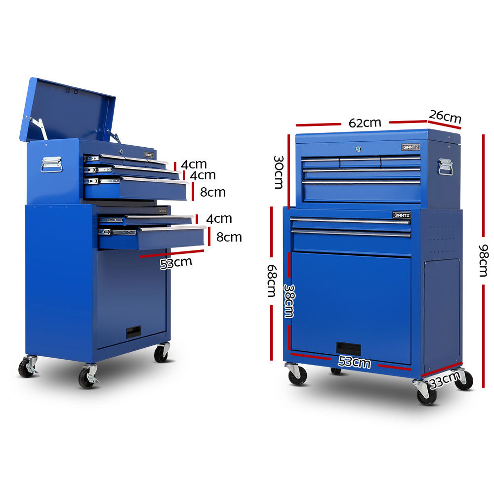 Giantz 7 Drawer Tool Box Cabinet Chest Storage Garage Toolbox Organiser Set Blue-1